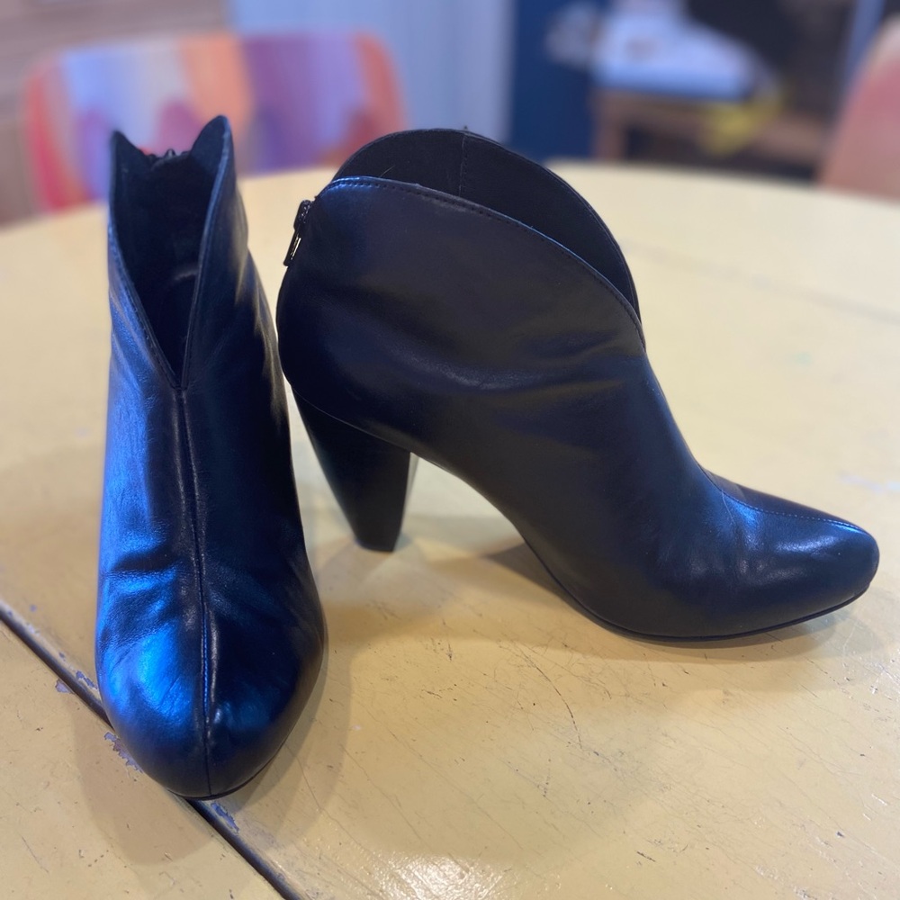 Born Crown Black Cone Heel Ankle Booties